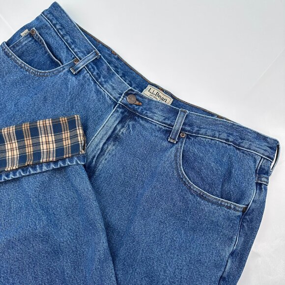 L.L. Bean Men's Double L Natural Fit Flannel-Lined Jeans, Size W 40 x L29, Stone - Picture 1 of 10